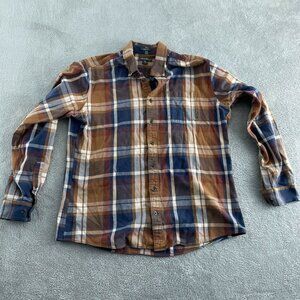 Eddie Bauer Mens Plaid Long Sleeve Shirt Classic Fit Brown & Blue TL 5713
